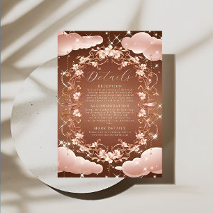 Whimsical Roos Goud Bloemen Details Informatiekaartje