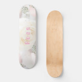 Whimsical Rose and White Floral Skateboard (Voorkant)
