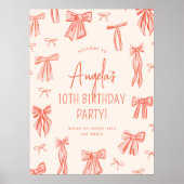 Whimsical Rose Bow Girl Anniversaire Affiche de bi (Devant)