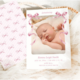 Whimsical Rose Bows Baby Faire-part de naissance