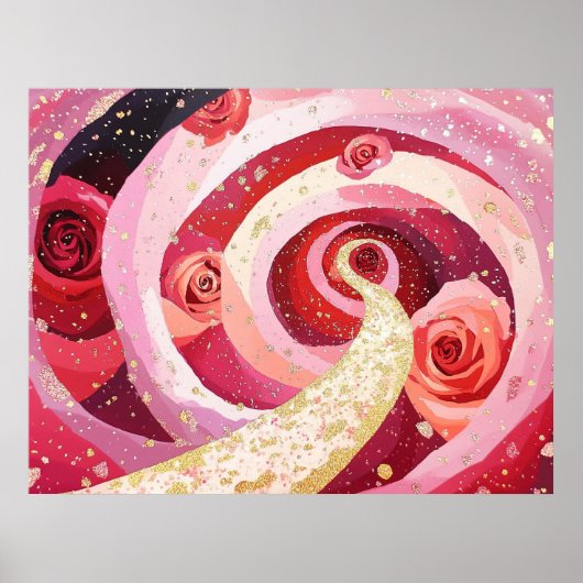 Whimsical roses garden poster (Voorkant)