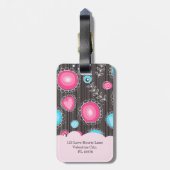 Whimsical roze blauwe harten en bloemen bloemige n bagagelabel (Achterkant verticaal)