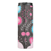 Whimsical roze blauwe harten en bloemen bloemige n thermosbeker (Achterkant)