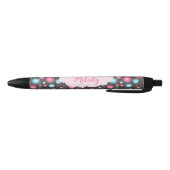 Whimsical roze blauwe harten en bloemen bloemige n zwarte inkt pen (Bodem)