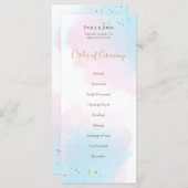 Whimsical Roze Blauwe Waterverven pastel bruiloft Programma (Voorkant / Achterkant)