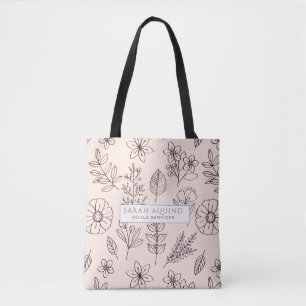 Whimsical Roze Bloemen Doula of vroedvrouw Promoti Draagtas