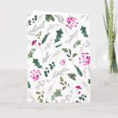 Whimsical Roze Botanicals Foto Kerstmis Gevouwen Kaart (Achterkant)