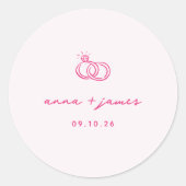 Whimsical roze bruiloft envelop zegel (Voorkant)