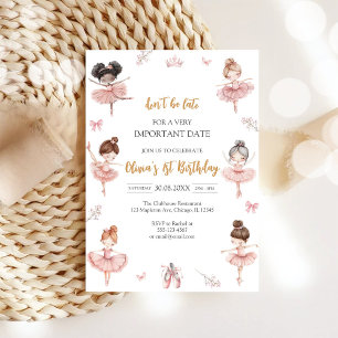 Whimsical Roze Bruine Strikken Ballerina Verjaarda Kaart
