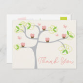Whimsical roze cupcakes boom verjaardag dank u briefkaart (Voorkant / Achterkant)