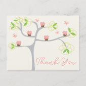 Whimsical roze cupcakes boom verjaardag dank u briefkaart (Voorkant)