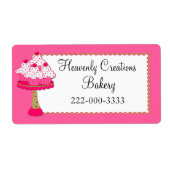 Whimsical Roze Cupcakes Custom Bakkerij Label (Voorkant)