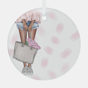Whimsical Roze Dame Glas Ornament