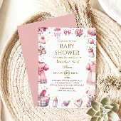 Whimsical Roze Elegant Baby shower Bloemen Meisje Kaart