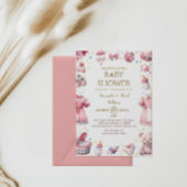 Whimsical Roze Elegant Baby shower Bloemen Meisje Kaart
