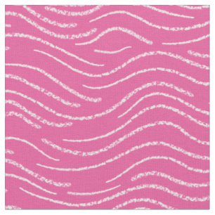 Whimsical Roze en Witte Wavy Gestreepte Krabbels Stof