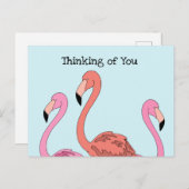 Whimsical Roze Flamingo Cartoon Briefkaart (Voorkant / Achterkant)