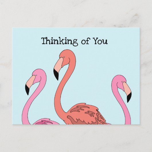 Whimsical Roze Flamingo Cartoon Briefkaart (Voorkant)