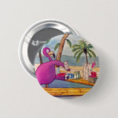 Whimsical roze Flamingo Pours Party Drinken Beach Ronde Button 5,7 Cm (Voorkant /achterkant)