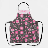 Whimsical roze grijze harten en bloemen bloemige n schort (Voorkant)