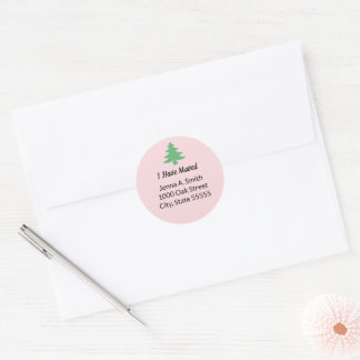 Whimsical roze groene kerstboom heb ik verplaatst ronde sticker
