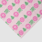 Whimsical Roze & Groene Kerstboom Holly Krans Tissuepapier (Detail)