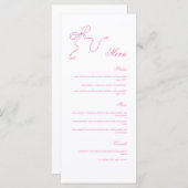 Whimsical Roze Hand getrokken Bow Baby shower Menu (Voorkant / Achterkant)