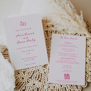 Whimsical roze handgeschreven bruiloft kaart