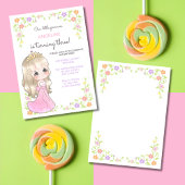 Whimsical Roze Jurk Prinses Bloemen Verjaardag Kaart
