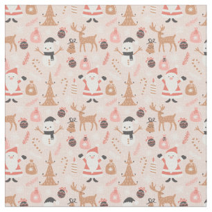 Whimsical roze kerststof stof