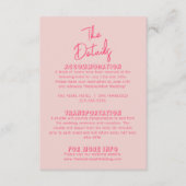 Whimsical roze kleurrijke moderne bruiloft details informatiekaartje (Voorkant)
