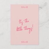 Whimsical roze kleurrijke moderne bruiloft details informatiekaartje (Achterkant)