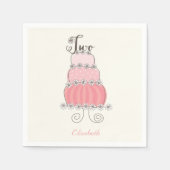 Whimsical Roze Meisje 2e Verjaardagstaart Kinder P Servetten (Voorkant)