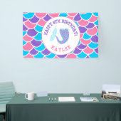Whimsical Roze Paarse en Blauw Meisje Verjaardagsf Spandoek (Beurs)