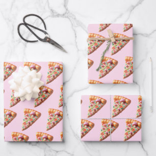Whimsical Roze Paddestoel Pizza Inpakpapier Vel