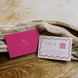 Whimsical Roze QR Code Bruiloft RSVP Kaartje