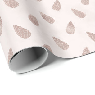 Whimsical Roze Roze Dennenkegels Modern Kerstmis Cadeaupapier