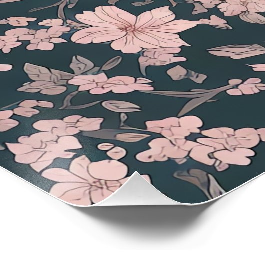 Whimsical roze Sakura patroon Perfect Poster (Hoek)