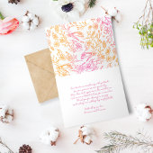 Whimsical Roze Sinaasappel Bloemen Hand getrokken Bedankkaart