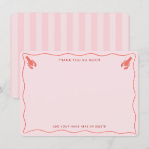 Whimsical Roze Sinaasappel Lobster Doodle Vrijgeze Bedankkaart