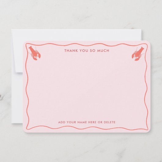 Whimsical Roze Sinaasappel Lobster Doodle Vrijgeze Bedankkaart (Voorkant)
