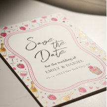Whimsical Roze Sla de Datum Op Trouwontwerp