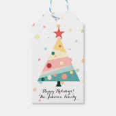 Whimsical Roze Stippen Kerstvakantie Cadeaulabel (Voorkant)