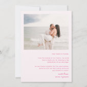 Whimsical roze trouwfoto bedankkaart (Achterkant)