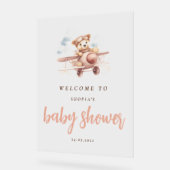 Whimsical Roze Vliegtuig Avontuur Baby shower Acryl Bord (Hoek)