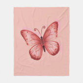 Whimsical Roze Vlinder Fleece Deken (Voorkant)