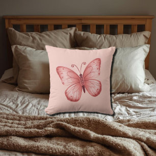   Whimsical Roze Vlinder  Kussen