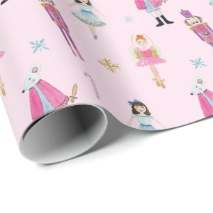 Whimsical Roze Waterverf Notenkraker Ballet Cadeaupapier