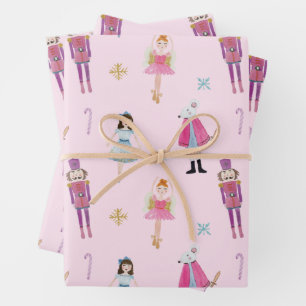 Whimsical Roze Waterverf Notenkraker Ballet Inpakpapier Vel