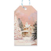 Whimsical Roze Winter Cottage Kerstmis